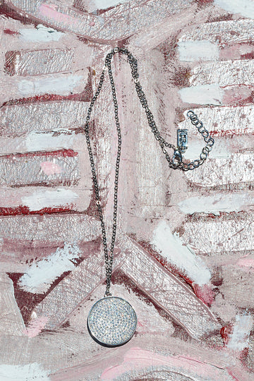 sterling silver diamond circle necklace